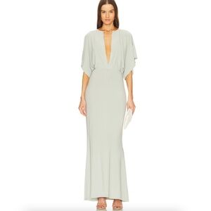 NORMA KAMALI OBIE GOWN SAGE GREEN SIZE M